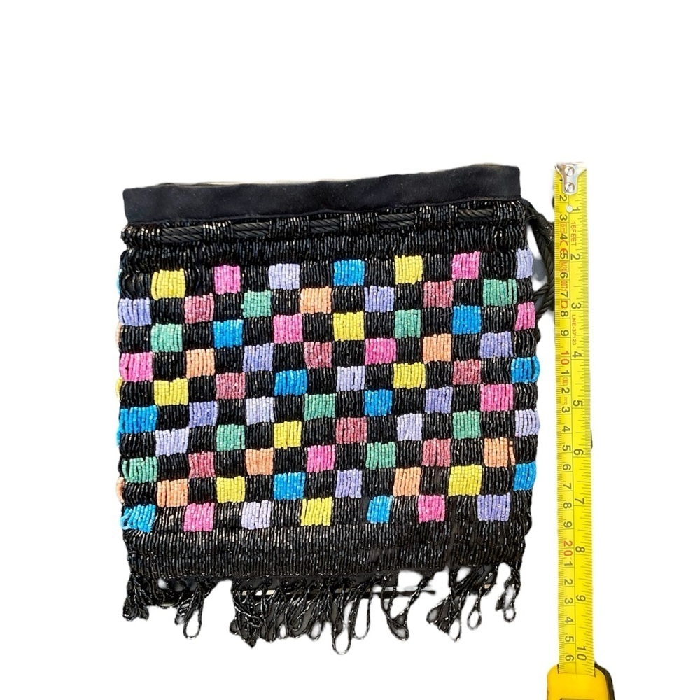 STAUD Beaded Drawstring Pouch Checkered​​​​ - Picture 6 of 7